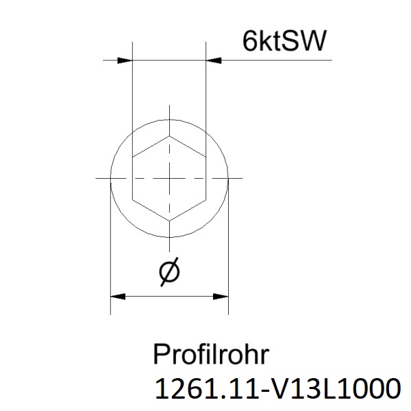 innen 6 kant SW9 Profilrohr Stahl blank aussen 6 kant SW12 Länge 1000mm